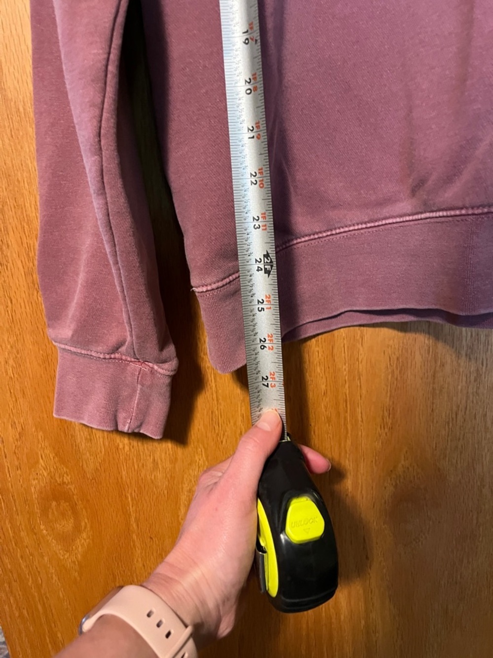 Men's Crewneck Sweatshirt in Dusty Mauve with Dark Green Hockey Graphic - Picture 9 of 13
